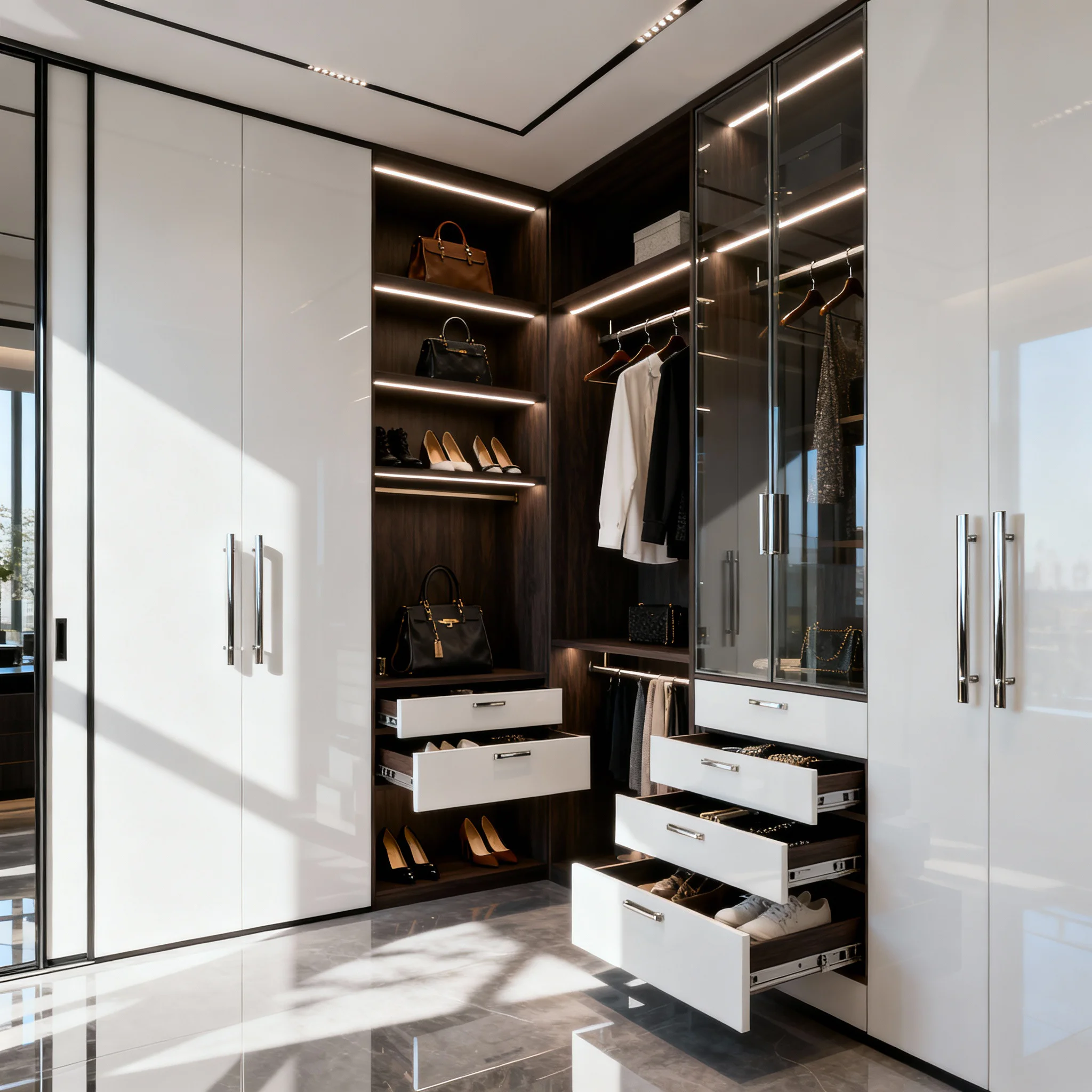 Modern mekan özel üretim gömme dolap sistemleri