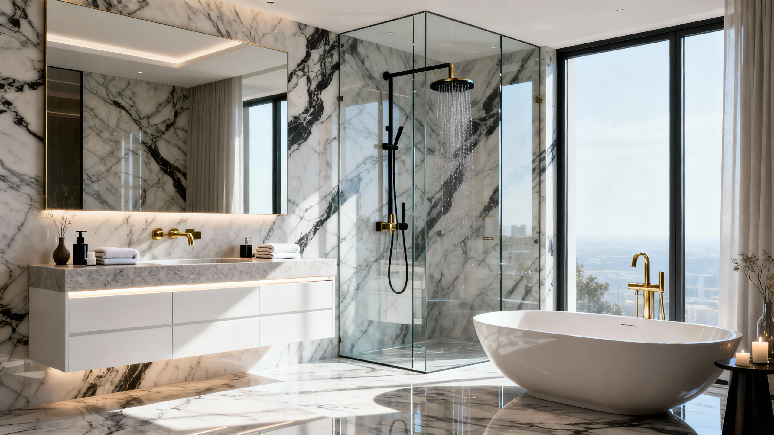 İzmir villa daire lüks banyo yenileme ve mermer dekorasyon uygulamaları Viti Dizayn