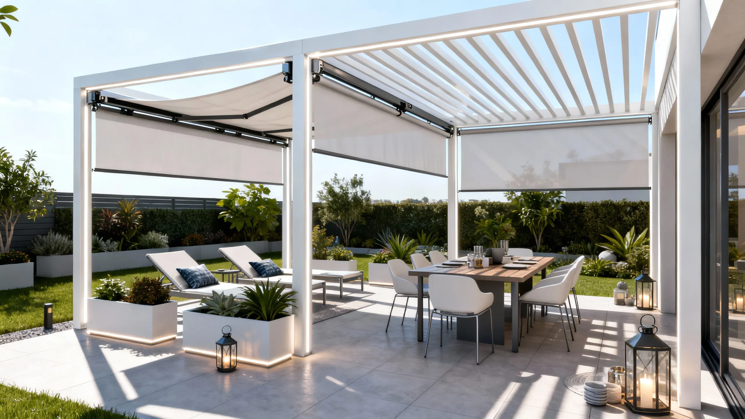 İzmir villa yenileme bioklimatik pergola, gölgelik, veranda sistemleri Viti Dizayn