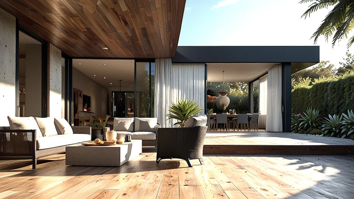 İzmir villa yenileme tavan zemin kaplama bahçe dekorasyonu ve modern veranda tasarımları